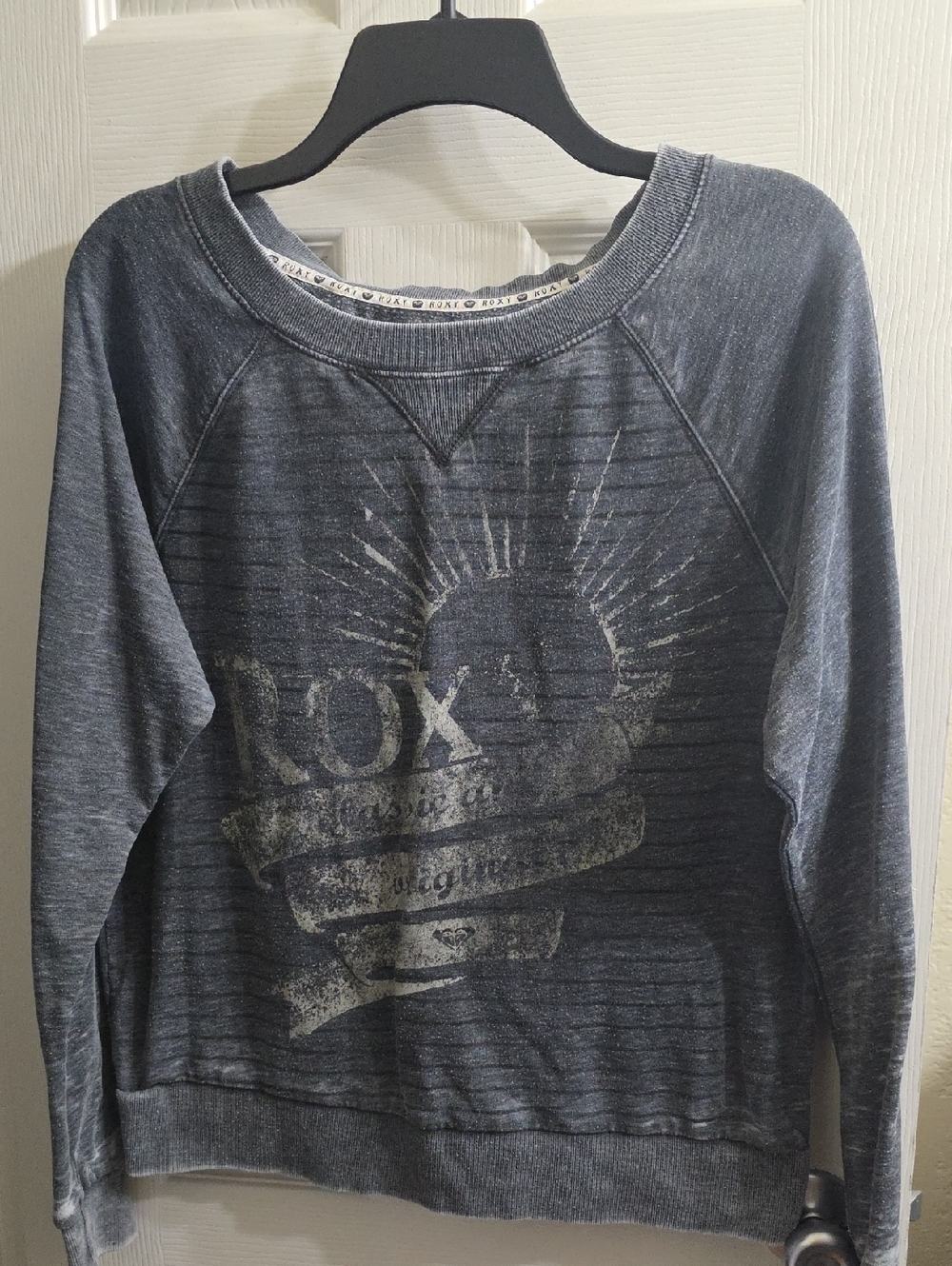 Roxy Heathered Gray Graphic Sun Pullover Sweatshirt Size M